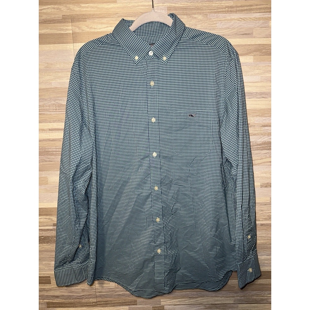 Vineyard Vines Performance Classic Fit Tucker Shirt Large Plaid Blue Button Down